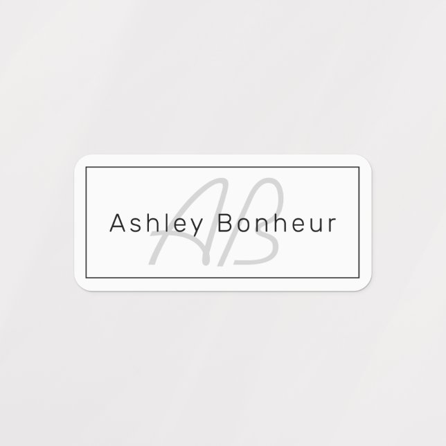 Modern White Grey & Black | Cool Name & Monogram (Design 1)