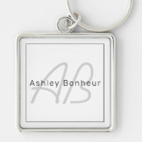 Modern White Grey & Black | Cool Name & Monogram