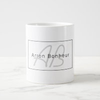 Modern White Grey & Black | Cool Name & Monogram