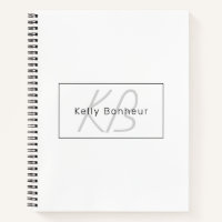 Modern White Grey & Black | Cool Name & Monogram