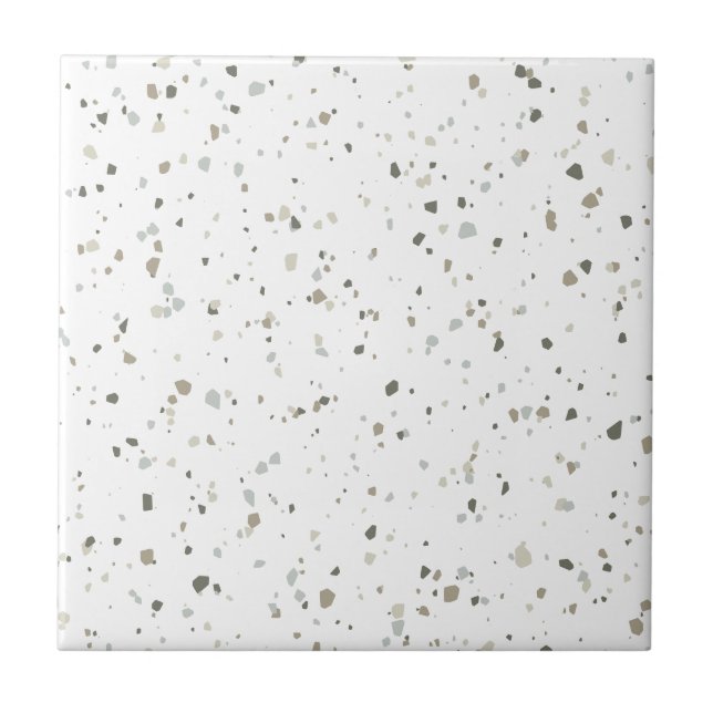 Modern White Grey Brown Terrazzo Tile (Front)