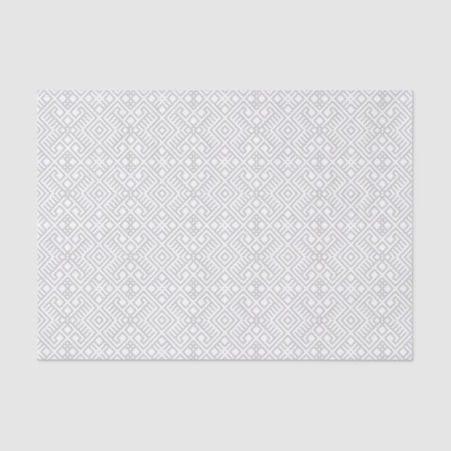 Modern White Grey Geometric Pattern Tissue Paper (Front)