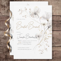 Modern White Grey & Gold Floral Bridal Brunch