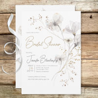Modern White Grey & Gold Floral Bridal Shower
