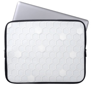 Modern White-Grey Hexagonal Pattern Laptop Sleeve