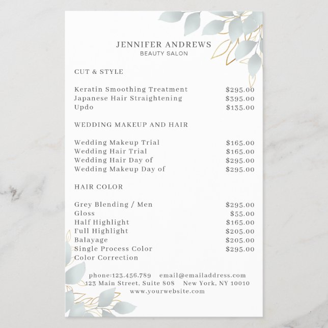 Modern White Grey Leafy Flyer (Front)