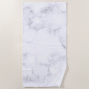 Modern White & Grey Marble Stone Beach Towel