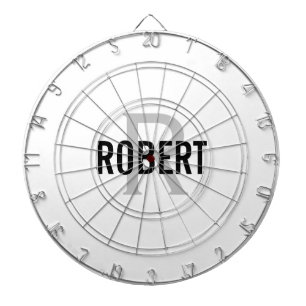 Modern white grey monogram name dart board