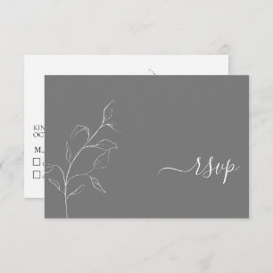 Modern White & Grey Script Botanical No Menu RSVP