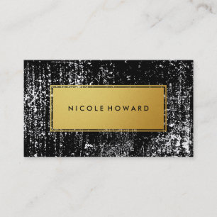 Modern White Grunge and Stylish Metallic Faux Gold Business Card