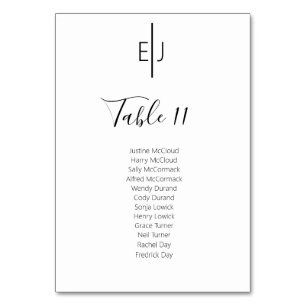 Modern White Guests Seating List Table Number