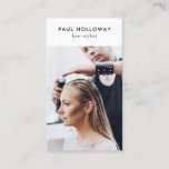 Modern white hair stylist photo simple elegant business card<br><div class="desc">Modern white hair stylist photo simple elegant</div>