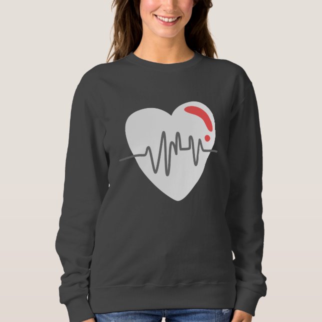 Modern white heartbeat women grey  sweatshirt (Front)