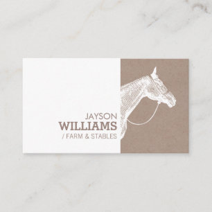 Modern White Horse Screen Print for Farmers Business Card
