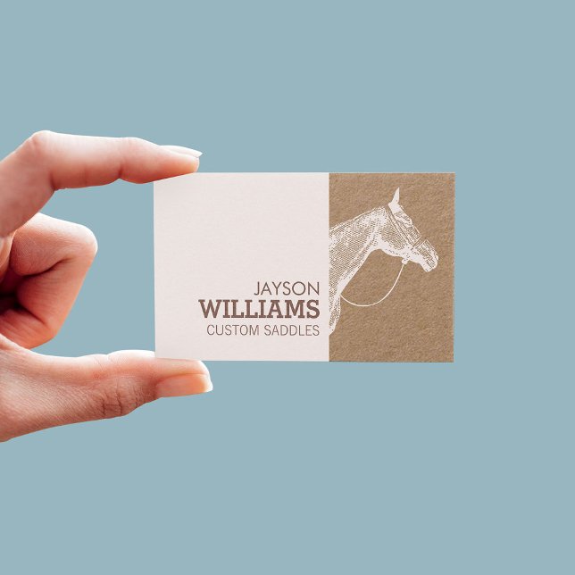 Modern White Horse Screen Print on Kraft Business Card (Creator Uploaded)