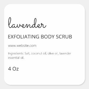 Modern White Lavender Scrub Label