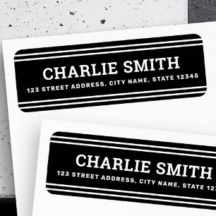 Modern white lines black return address