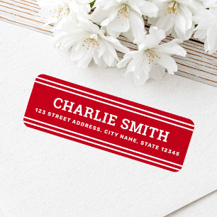 Modern white lines red return address