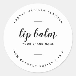 Modern white lip balm label