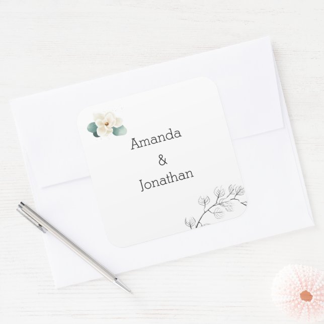Modern White Magnolia Wedding Envelope Seal (Envelope)