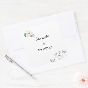 Modern White Magnolia Wedding Envelope Seal