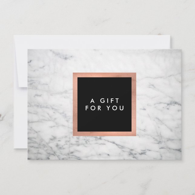 Modern White Marble and Rose Gold Gift Certificate (Front)