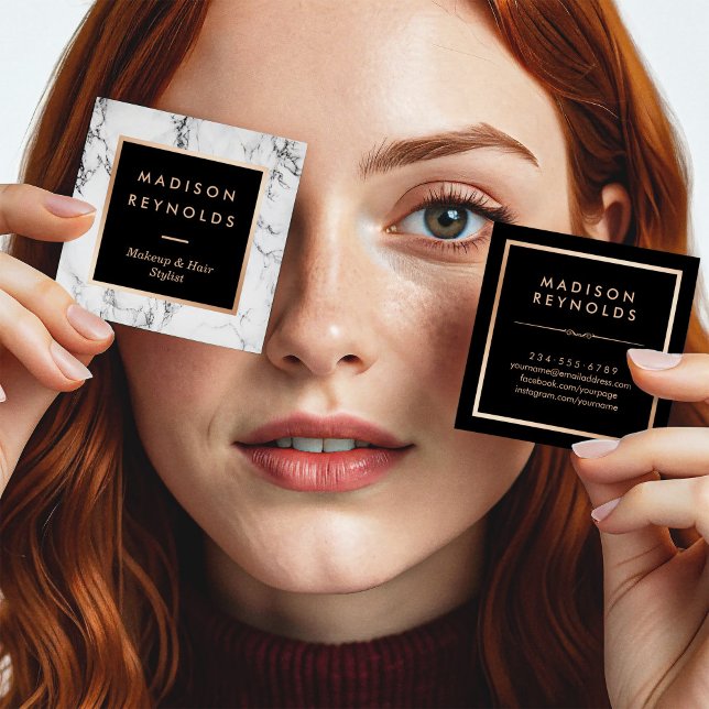 Modern White Marble Beauty Salon Square Business Card (Creator Uploaded)