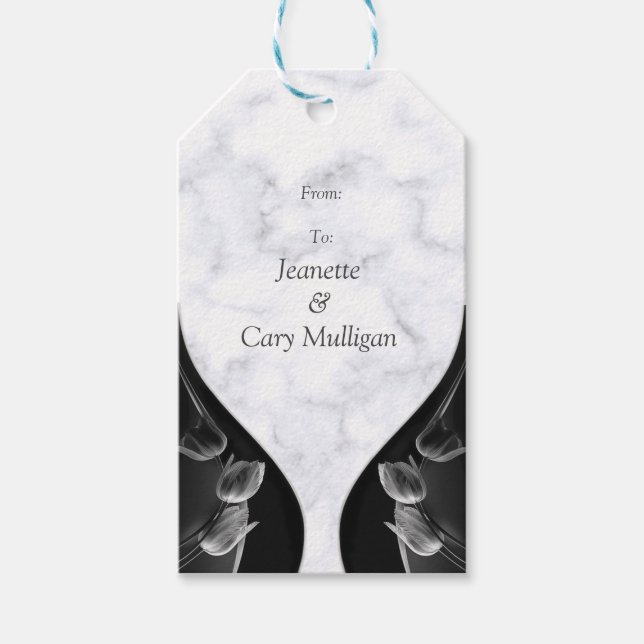 Modern White - Marble Black Abstract Gift Tag (Front)