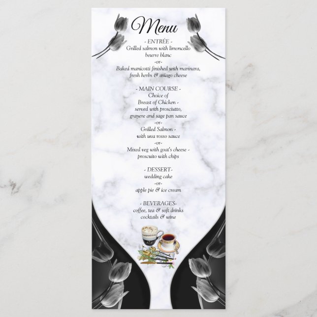 Modern White - Marble Black Abstract Menu (Front)
