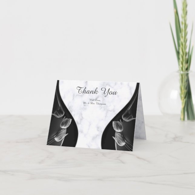 Modern White - Marble Black Abstract Thank You (Front)