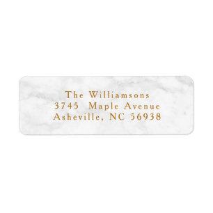 Modern White Marble Christmas Gold Return Address