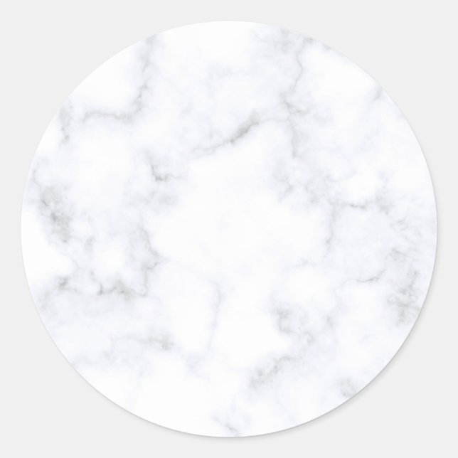 Modern White Marble Classic Round Sticker (Front)