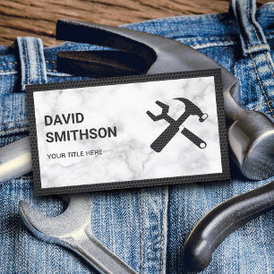 Modern White Marble Handyman Auto Repair Mechanic Business Card