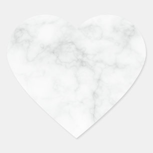 Modern White Marble Heart Sticker