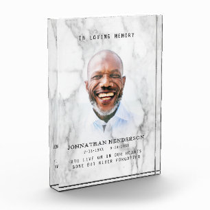 Modern White Marble In Loving Memory Photo Tribute