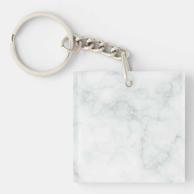 Modern White Marble Key Ring (Front)