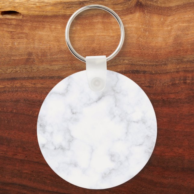 Modern White Marble Key Ring (Front)
