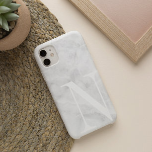 Modern White Marble Large Scale Monogram Case-Mate iPhone Case