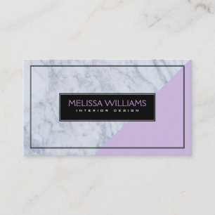 Modern  White Marble & Lavender Geometric Design Business Card