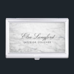 Modern White Marble Luxury Designer Card Case<br><div class="desc">Coordinates with the Modern White Marble Luxury Designer Business Card Template by 1201AM. A beautiful,  modern personalised business card holder set on a white marble background for a luxe aesthetic. © 1201AM CREATIVE</div>