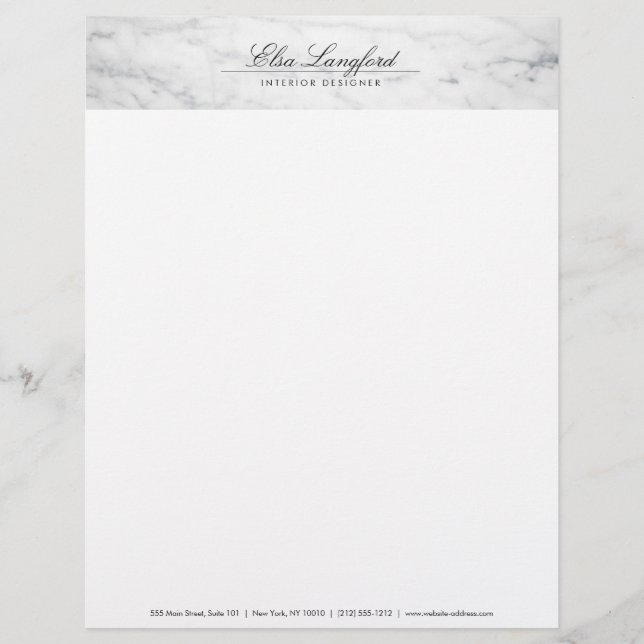 Modern White Marble Luxury Designer Letterhead (Front)