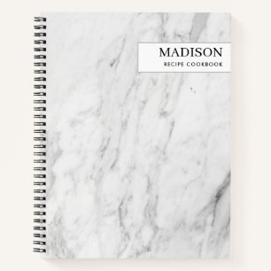 Modern White Marble Minimalist Recipe Cookbook Notebook