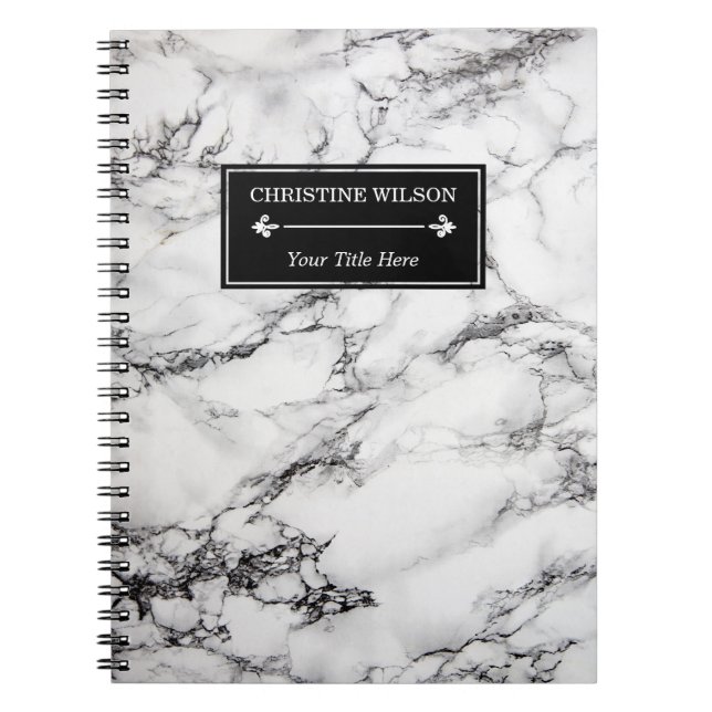 modern white marble notebook (Front)