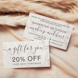 Modern white marble professional typography discount card