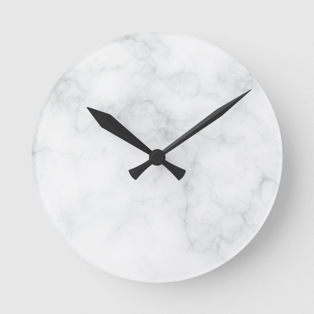Modern White Marble Round Clock (Front)