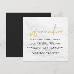 Modern White Marble Script   Wedding Information Invitation