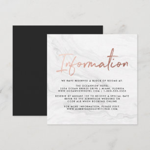 Modern White Marble Script Wedding Information Invitation