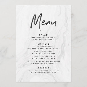 Modern White Marble Script Wedding Menu