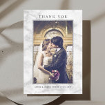 Modern White Marble Silver Glitter Thank You Card<br><div class="desc">Trendy and modern white faux marble with silver glitter frame thank you photo card. For more advanced customisation of this design,  Please click the "Customise further" link.  Matching items are also available.</div>