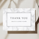 Modern White Marble Silver Glitter Thank You Card<br><div class="desc">Modern white and grey faux marble with a silver glitter frame thank you card. For more advanced customisation of this design,  Please click the "Customise further" link.  Matching items are also available.</div>